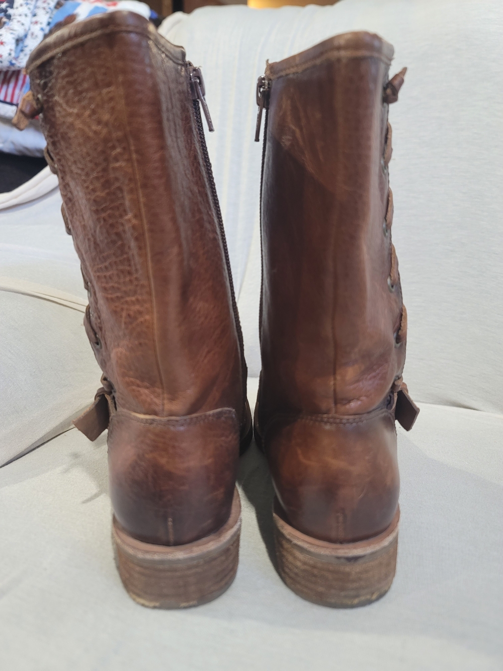 Sofft Brown Leather Moto Boots Women’s 6.5M Buckle Lace-Up - Picture 7 of 8